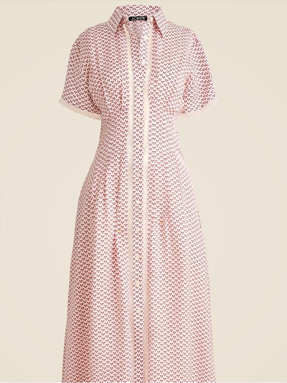J. Crew Wren Lace Trim Shirt Dress in Glossy Twill- NWT